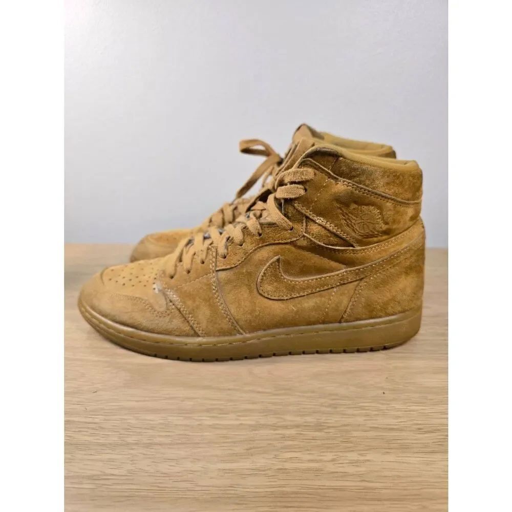 Size 10.5 - Air Jordan 1 Retro OG High Wheat Men's Basketball Shoes Tan Brown